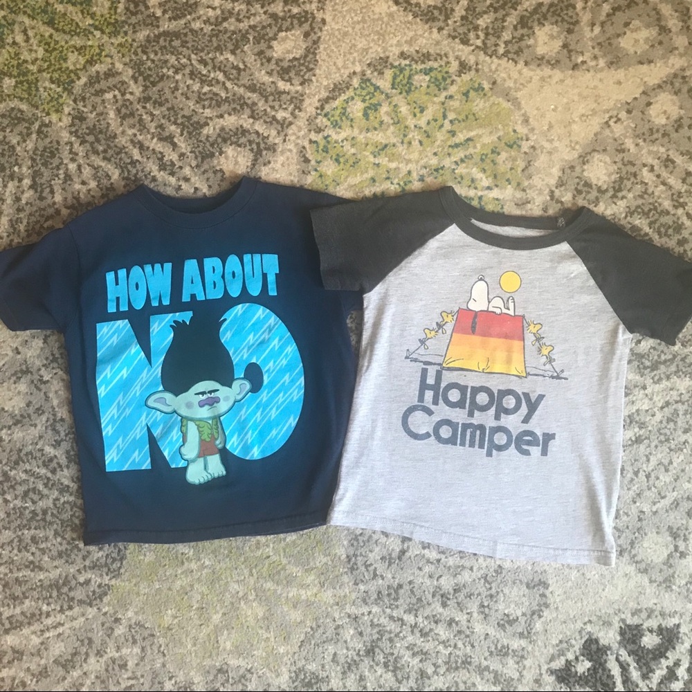 4t character tees - Trolls Branch & Snoopy